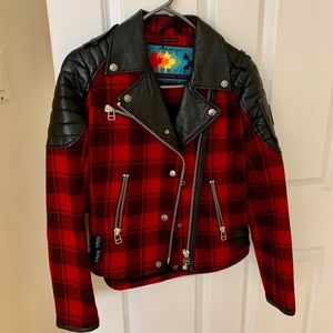 Moose Knuckles Plaid Moto Jacket